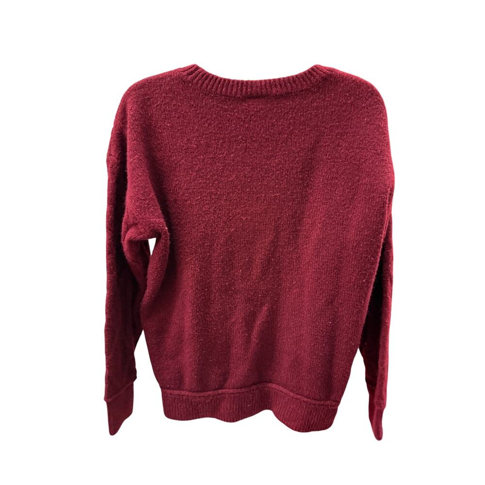 St John's Bay Women XL Maroon red Criss Cross Pattern Sweater crew neck - Picture 3 of 4